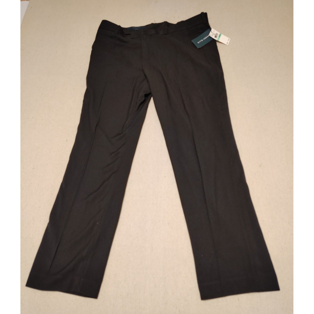 Perry Ellis Mens Slim Fit Dress Pants Black 34x29 Stretch Flat Front 42FB4320PS